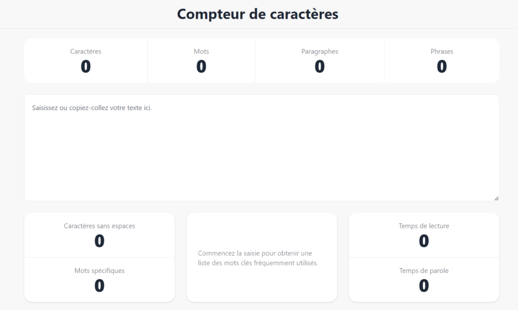 Aperçu du site charactercalculator